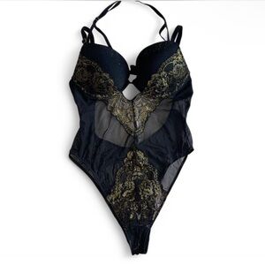 La SENZA Black and Gold Lace Bodysuit